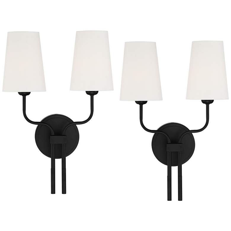 Image 1 Possini Euro Melody 19 1/2 inch High Black 2-Light Wall Sconce Set of 2
