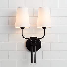 Image5 of Possini Euro Melody 19 1/2" High Black 2-Light Wall Sconce Set of 2 more views