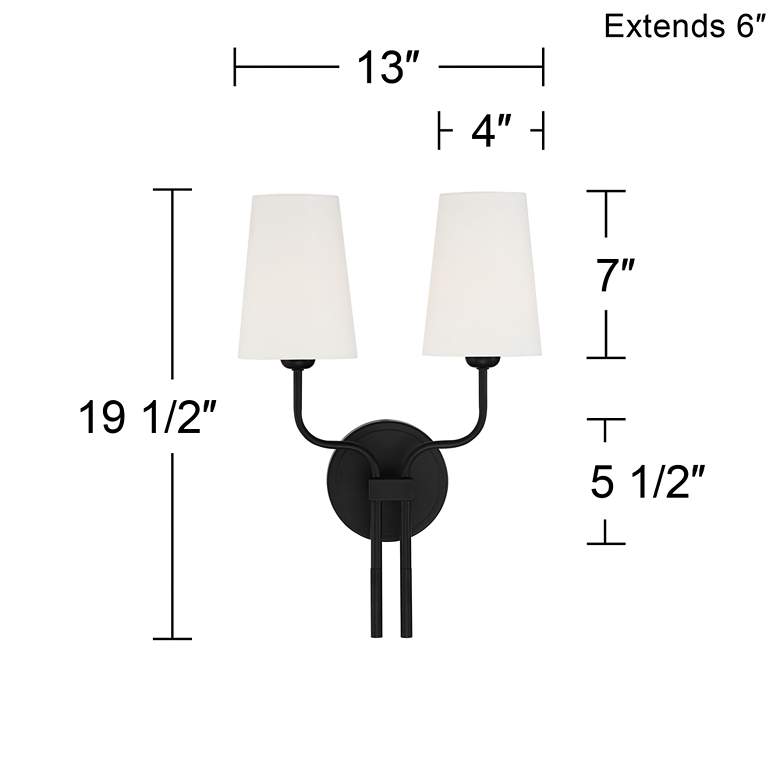 Image 6 Possini Euro Melody 19 1/2 inch High Black 2-Light Wall Sconce Set of 2 more views