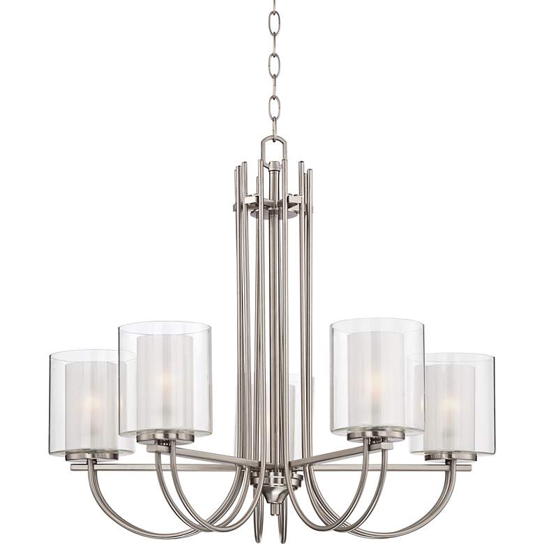 Image 3 Possini Euro Melody 26 3/4" Double Glass and Brushed Nickel Chandelier