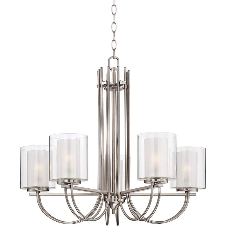 Image 3 Possini Euro Melody 26 3/4" Double Glass and Brushed Nickel Chandelier