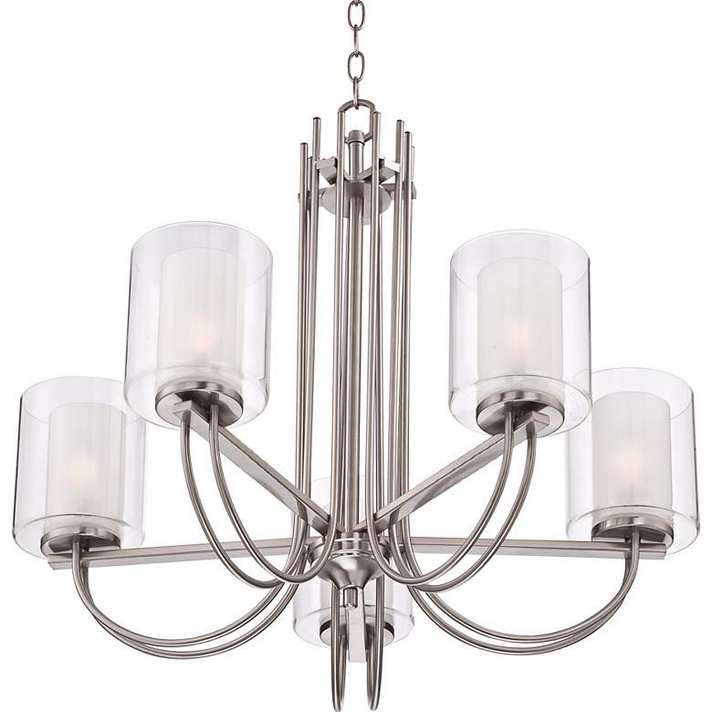 Image 6 Possini Euro Melody 26 3/4" Double Glass and Brushed Nickel Chandelier more views