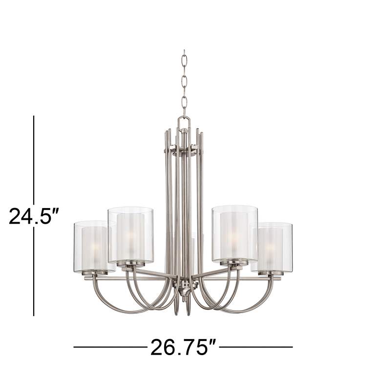 Image 7 Possini Euro Melody 26 3/4" Double Glass and Brushed Nickel Chandelier more views