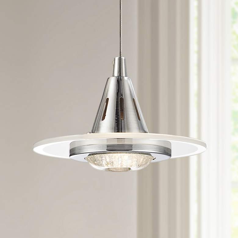 Image 1 Possini Euro Menos 6 1/4 inch Wide Modern Chrome LED Mini Pendant Light