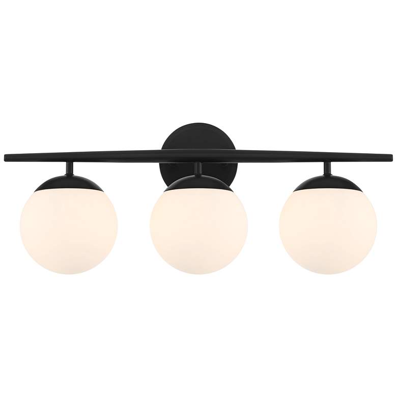 Image 2 Possini Euro Mercator 24" Wide Black and Opal 3-Light Bath Light