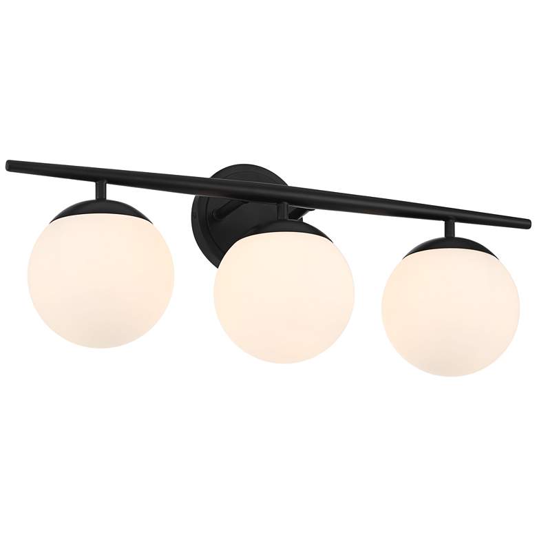 Image 5 Possini Euro Mercator 24" Wide Black and Opal 3-Light Bath Light more views
