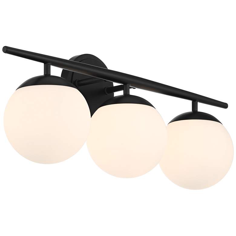 Image 6 Possini Euro Mercator 24" Wide Black and Opal 3-Light Bath Light more views