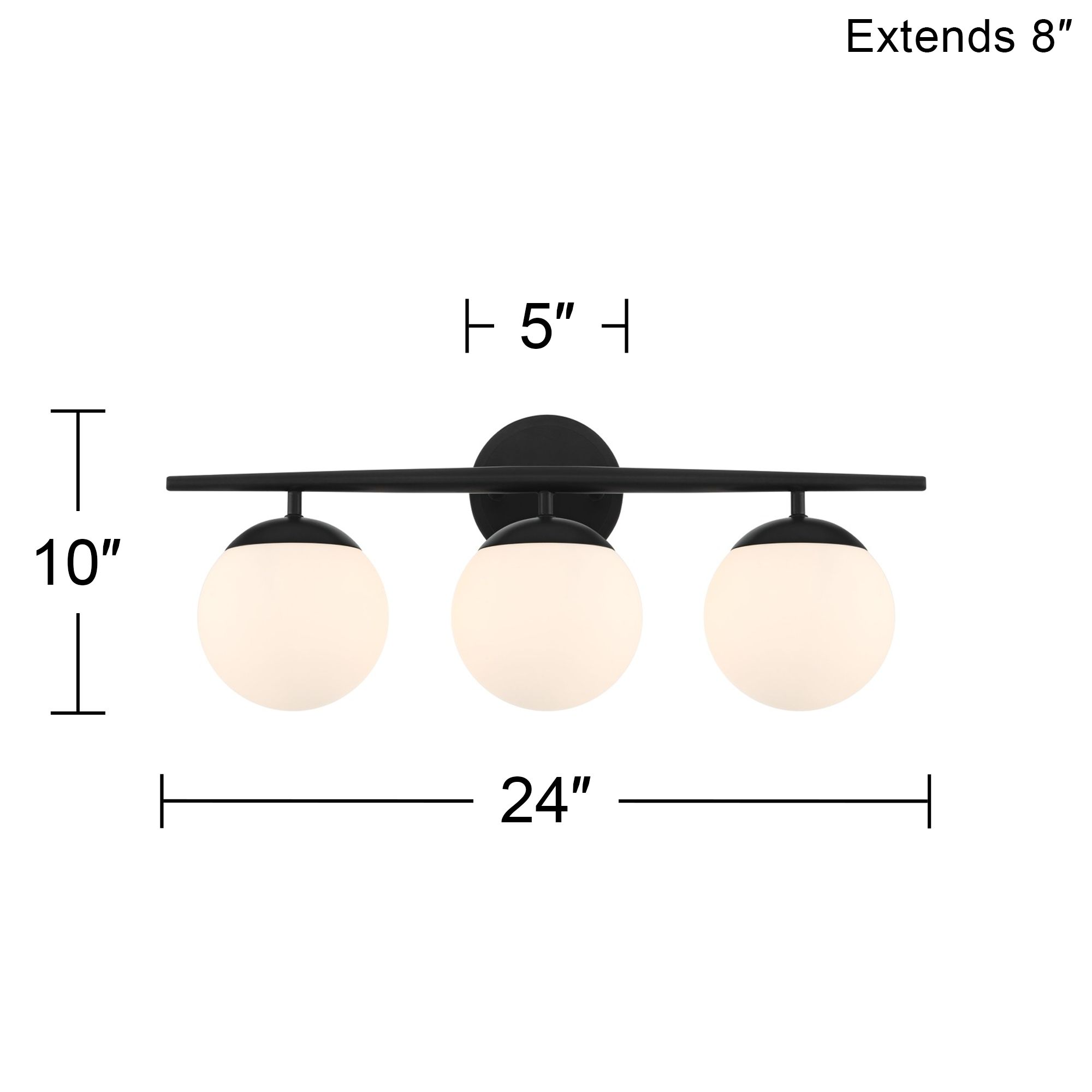 Possini Euro Mercator 24" Wide Black and Opal 3-Light Bath Light