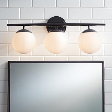 Possini Euro Mercator 24" Wide Black and Opal 3-Light Bath Light