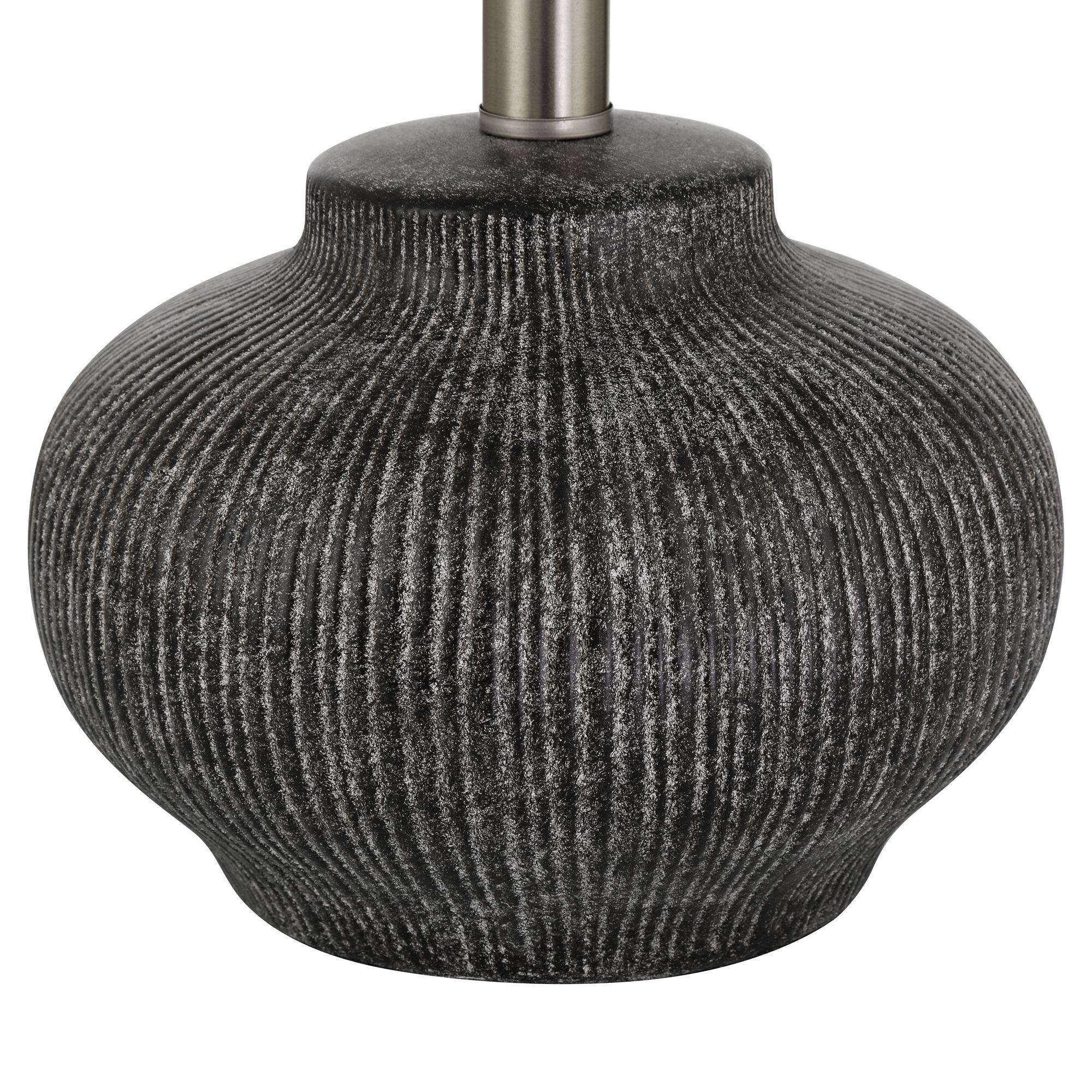 Image 7 Possini Euro Merida 16 1/4" Gray Striped Ceramic Accent Lamp Set of 2 more views
