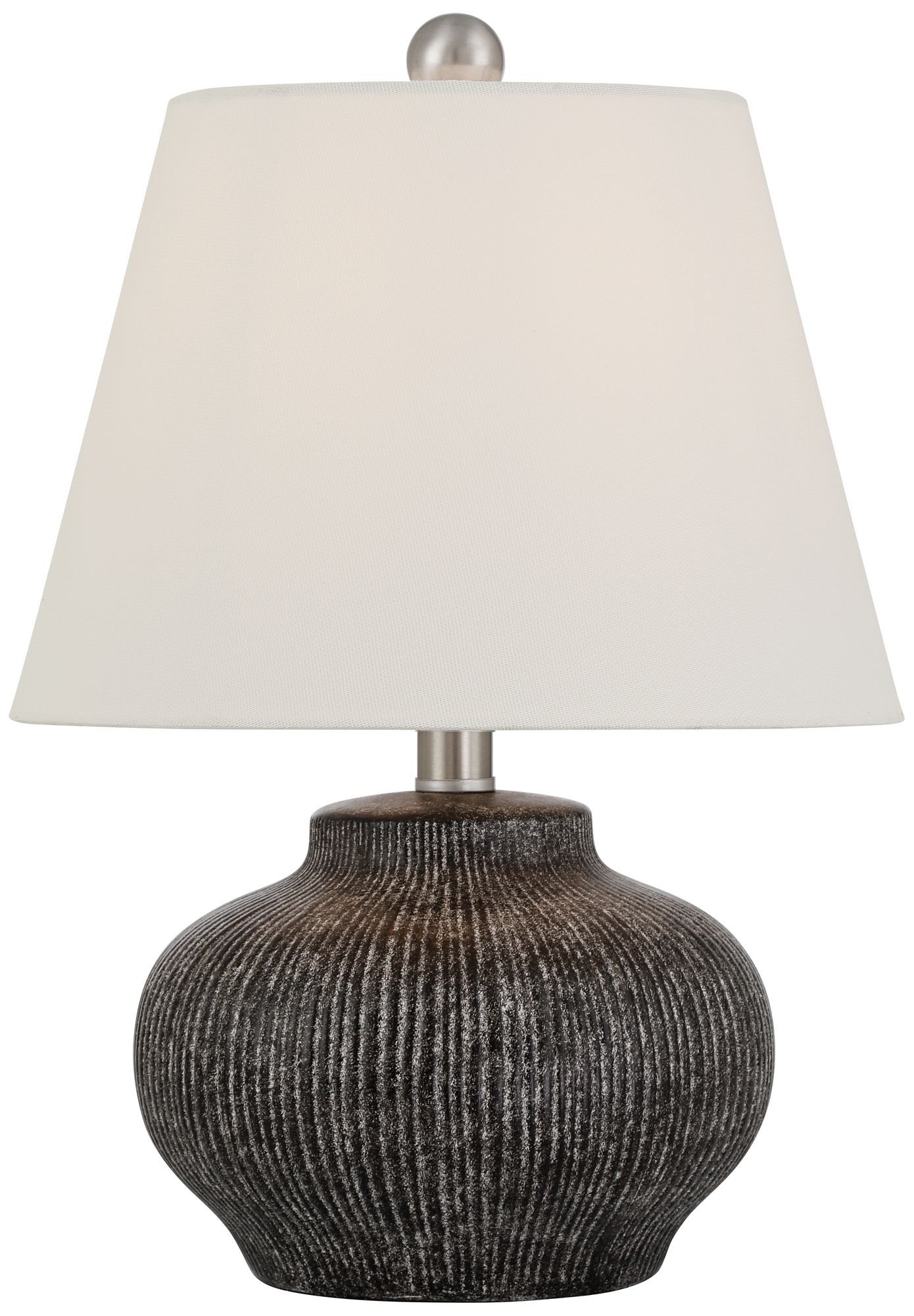 Possini Euro Merida 16 1/4" Gray Striped Ceramic Accent Lamp Set of 2