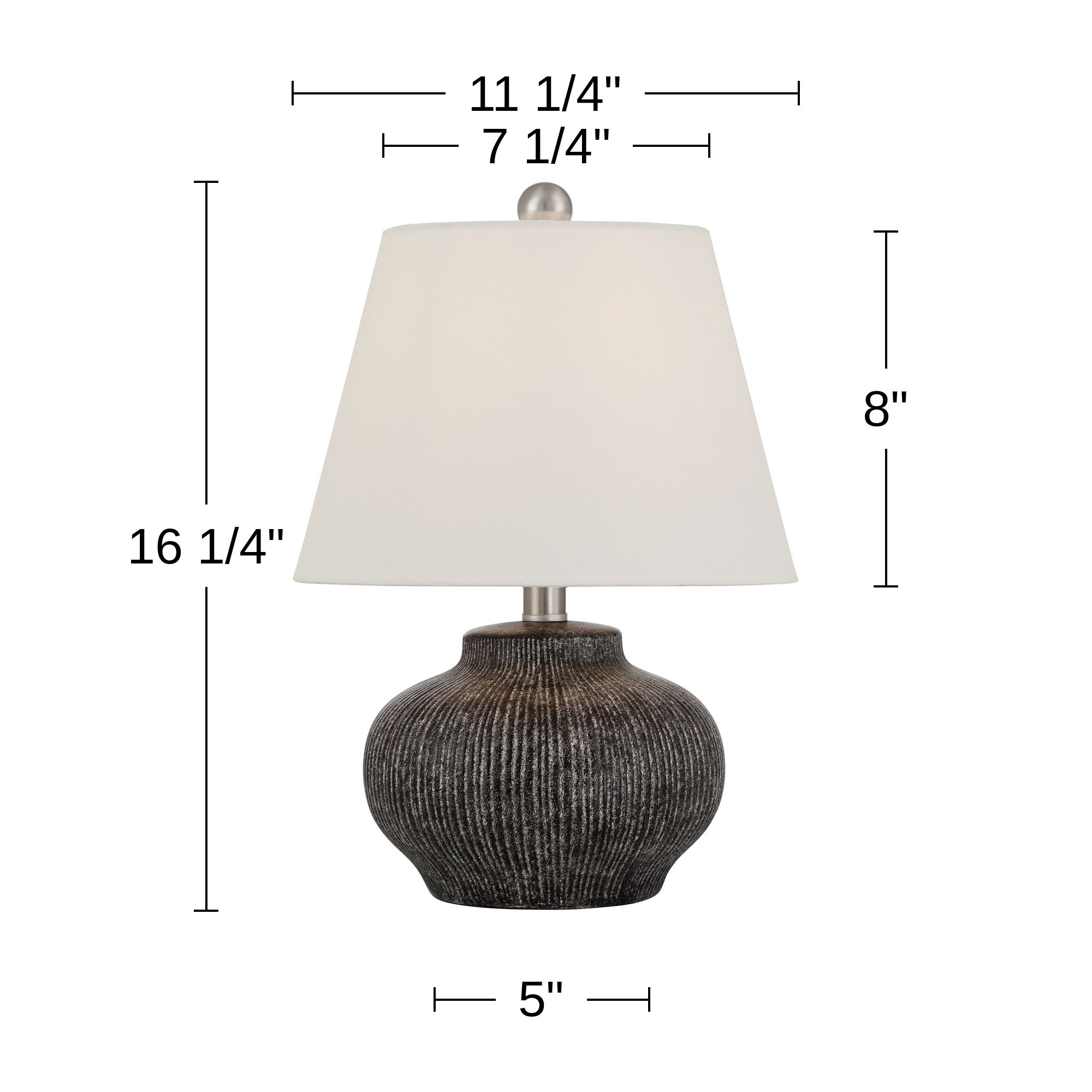 Possini Euro Merida 16 1/4" Gray Striped Ceramic Accent Lamp Set of 2
