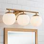 Possini Euro Meridian 23" Wide Gold Frosted Glass 3-Light Bath Light