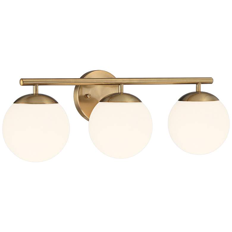 Image 4 Possini Euro Meridian 23" Wide Gold Frosted Glass 3-Light Bath Light more views