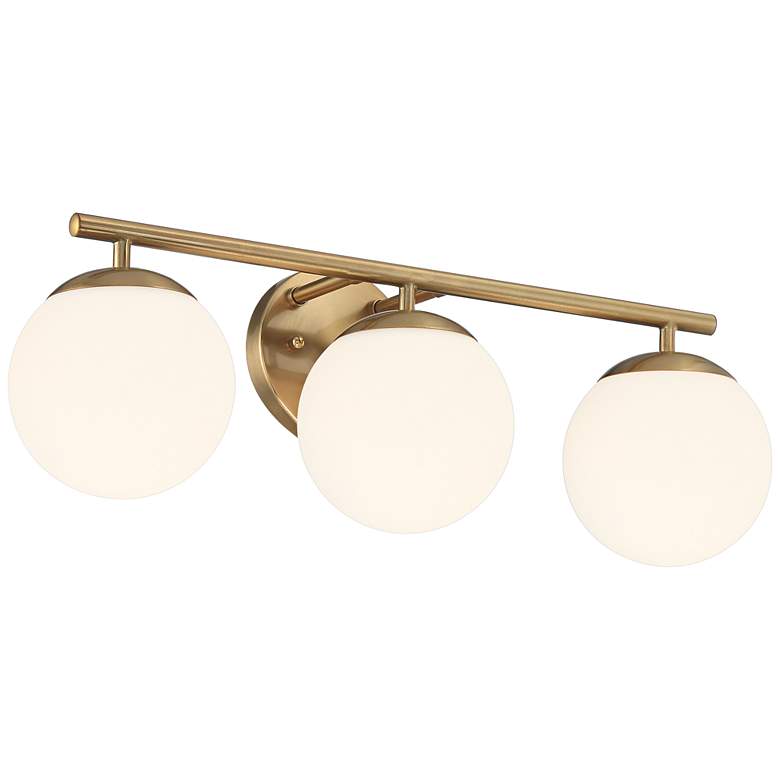 Image 5 Possini Euro Meridian 23" Wide Gold Frosted Glass 3-Light Bath Light more views