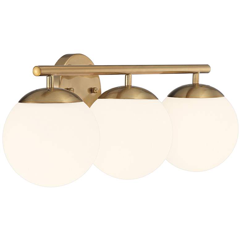 Image 7 Possini Euro Meridian 23" Wide Gold Frosted Glass 3-Light Bath Light more views