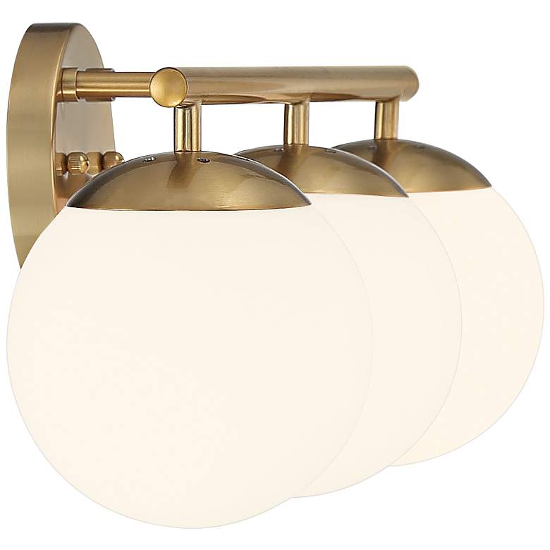 Image 7 Possini Euro Meridian 23 inch Wide Gold Frosted Glass 3-Light Bath Light more views