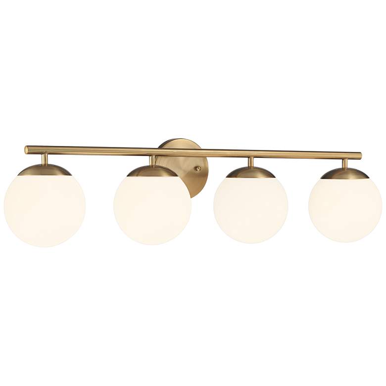 Image 3 Possini Euro Meridian 31 1/2 inch Gold and White Glass 4-Light Bath Light more views