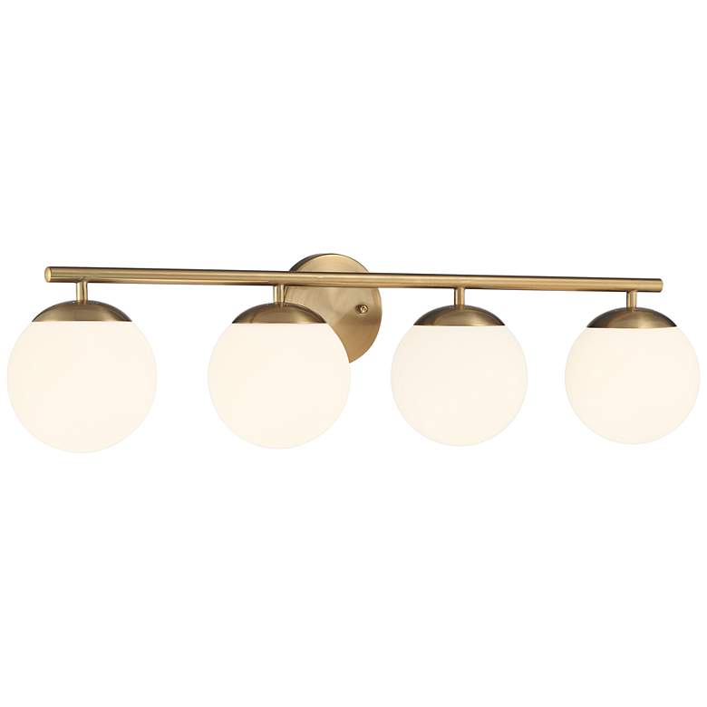 Image 3 Possini Euro Meridian 31 1/2" Gold and White Glass 4-Light Bath Light more views