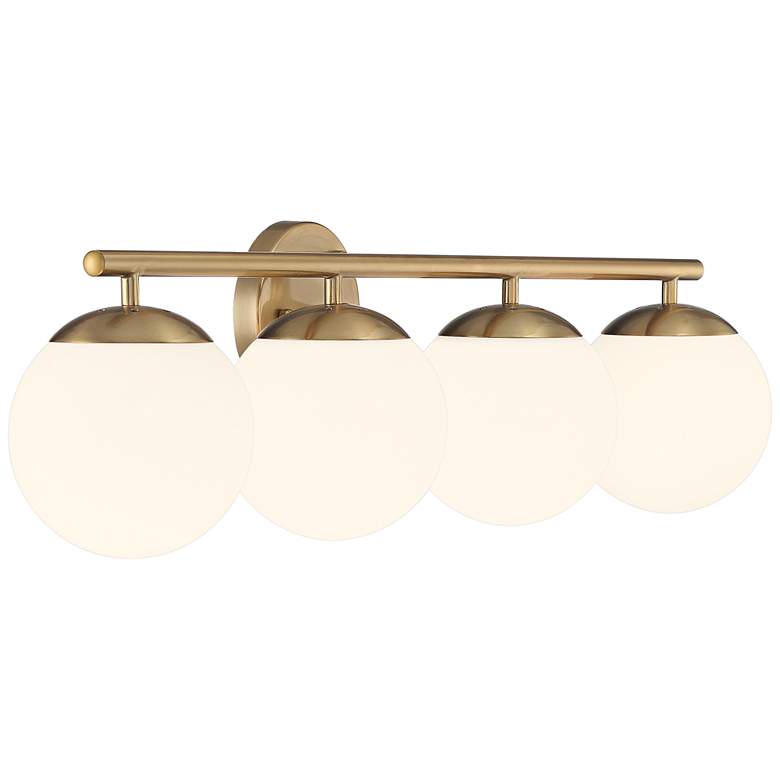 Image 5 Possini Euro Meridian 31 1/2 inch Gold and White Glass 4-Light Bath Light more views