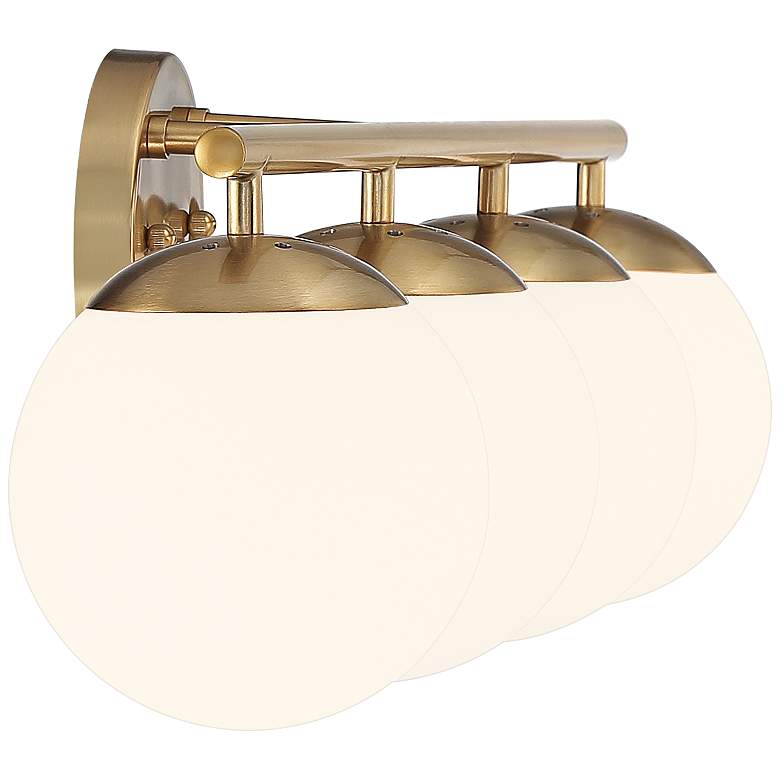 Image 7 Possini Euro Meridian 31 1/2 inch Gold and White Glass 4-Light Bath Light more views