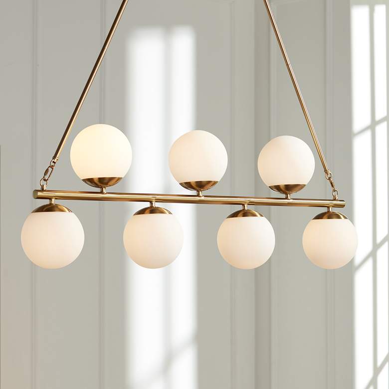 Image 1 Possini Euro Meridian 42 1/2" Plated Gold 7-Light Island Chandelier