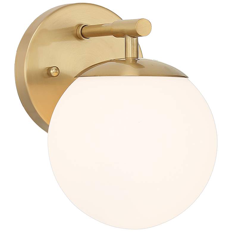 Image 3 Possini Euro Meridian 8 1/2" High Gold and Frosted Glass Wall Sconce
