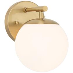 Possini Euro Meridian 8 1/2&quot; High Gold and Frosted Glass Wall Sconce