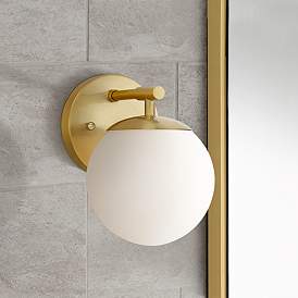 Image1 of Possini Euro Meridian 8 1/2" High Gold and Frosted Glass Wall Sconce