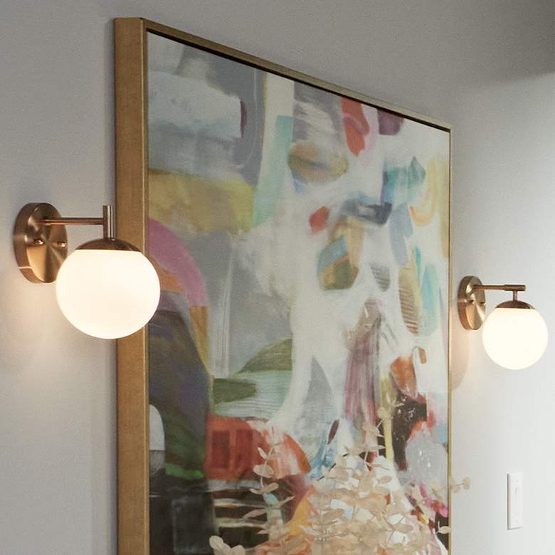 Image 2 Possini Euro Meridian 8 1/2" High Gold and Glass Wall Sconce Set of 2