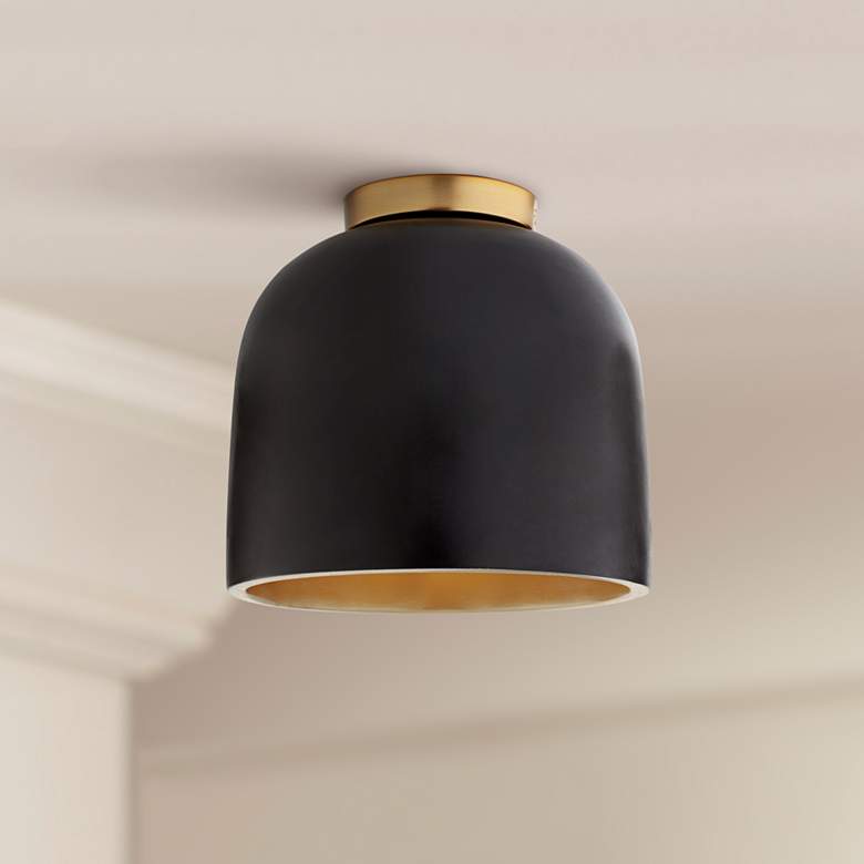 Image 1 Possini Euro Merrick 9" Wide Gold and Black Ceiling Light