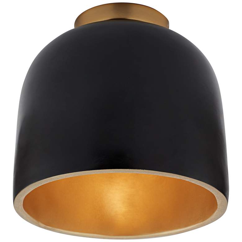 Image 5 Possini Euro Merrick 9" Wide Gold and Black Ceiling Light more views