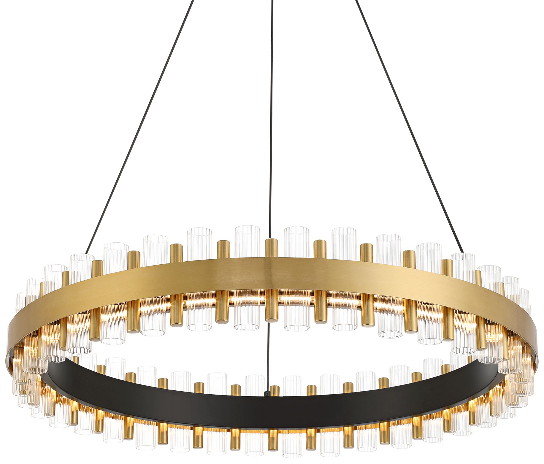 Image 3 Possini Euro Messina 28" Wide Gold and Matte Black LED Ring Chandelier
