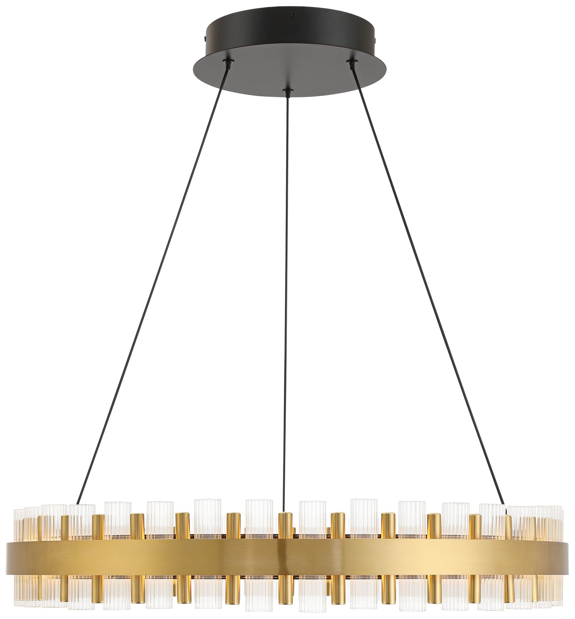 Possini Euro Messina 28" Wide Gold and Matte Black LED Ring Chandelier in scene