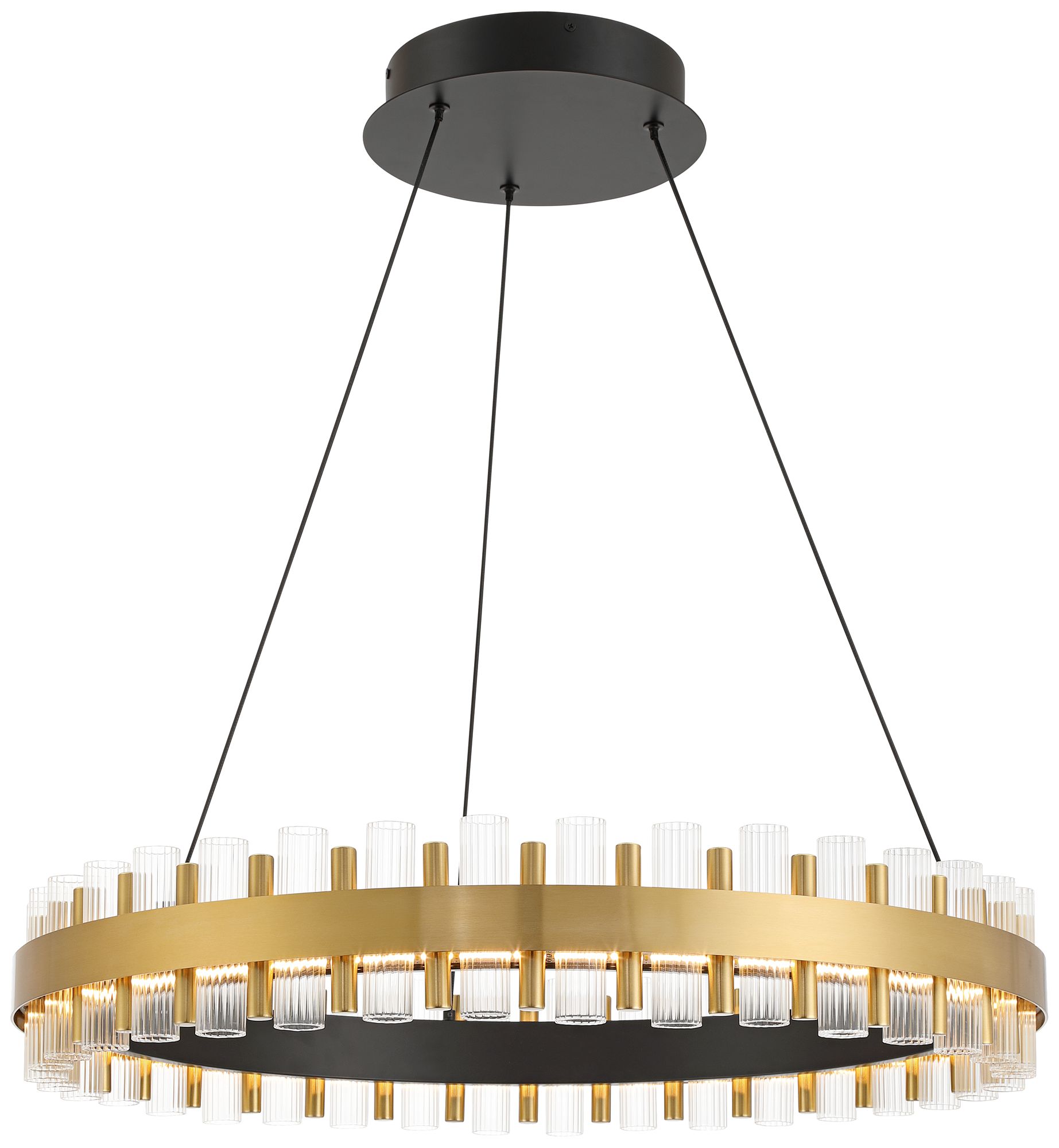 Possini Euro Messina 28" Wide Gold and Matte Black LED Ring Chandelier in scene