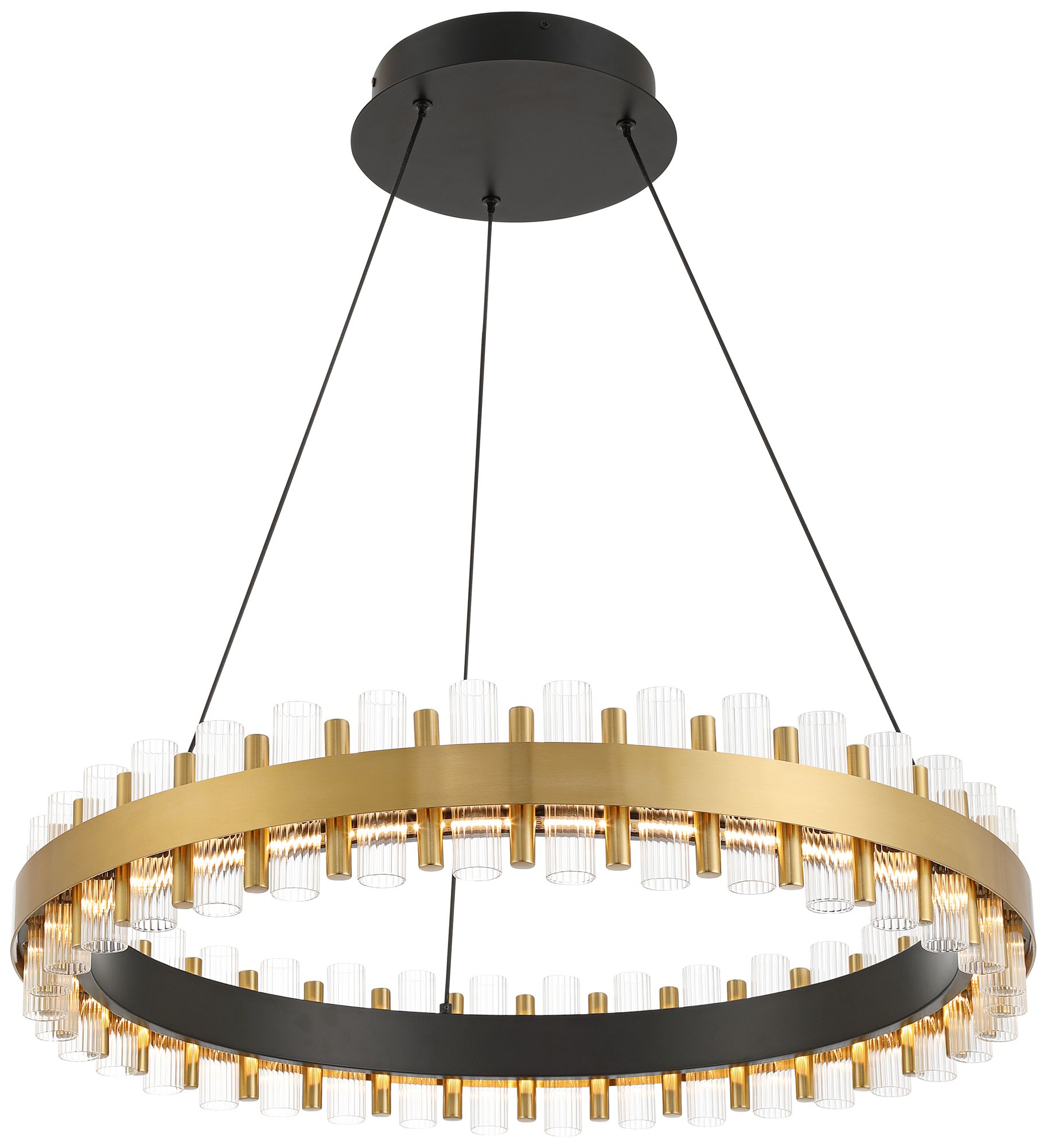 Possini Euro Messina 28" Wide Gold and Matte Black LED Ring Chandelier in scene
