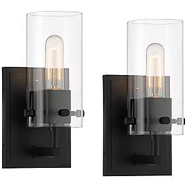 Image1 of Possini Euro Metis 10 1/2" High Black Wall Sconce Set of 2
