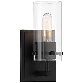 Image2 of Possini Euro Metis 10 1/2" High Black Wall Sconce