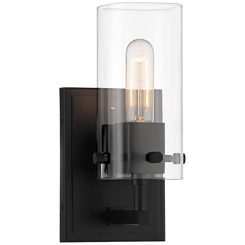 Image 2 Possini Euro Metis 10 1/2" High Black Wall Sconce
