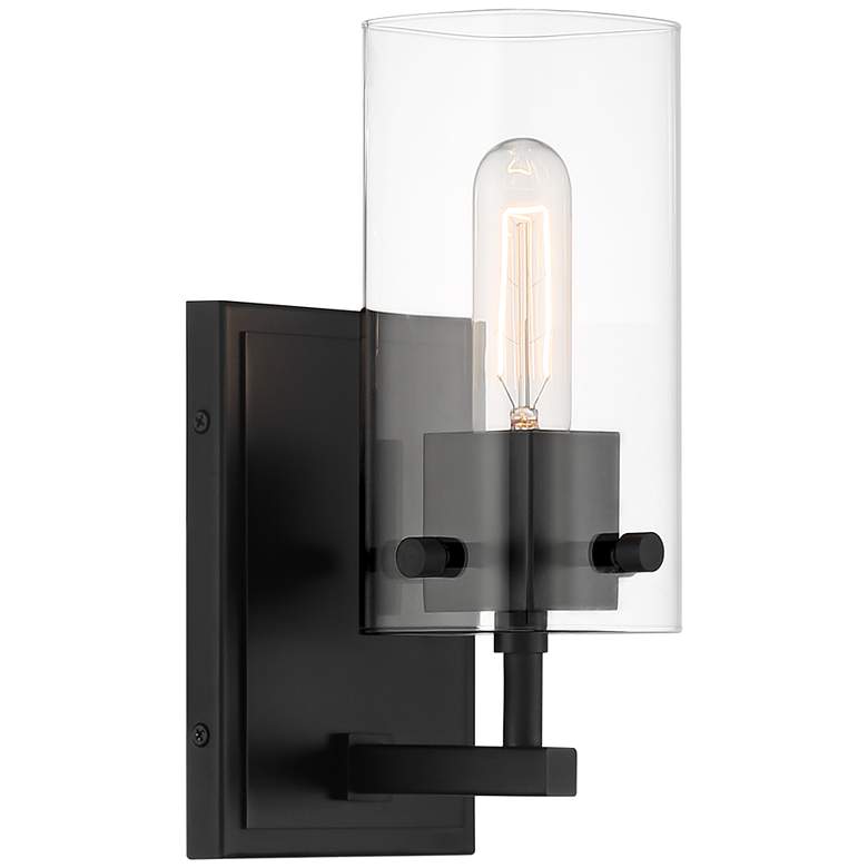Image 5 Possini Euro Metis 10 1/2" High Black Wall Sconce more views