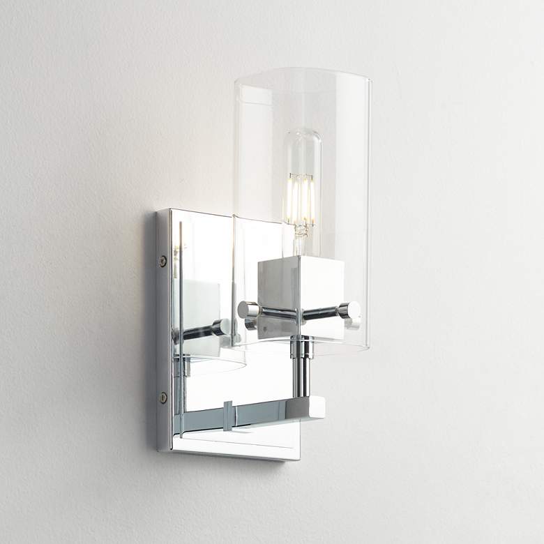 Image 1 Possini Euro Metis 11" High Chrome Wall Sconce