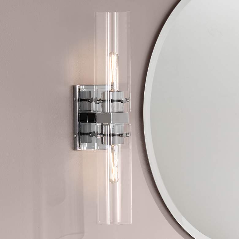 Image 1 Possini Euro Metis 22 1/2 inchW Chrome 2-Light Wall Sconce