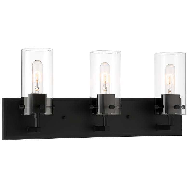 Image 2 Possini Euro Metis 24 1/4 inch Black and Clear Glass 3-Light Bath Light