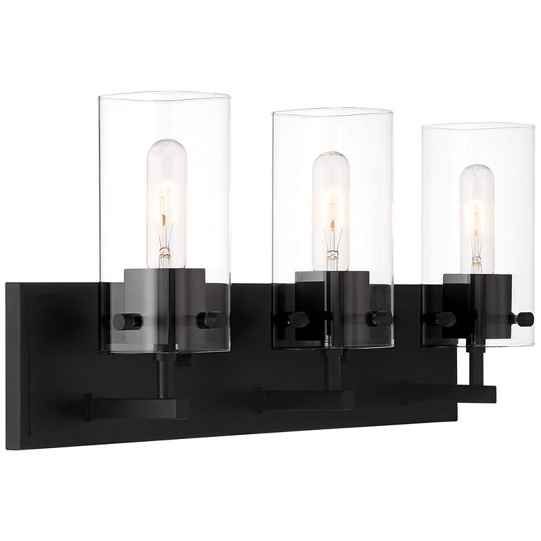 Image 5 Possini Euro Metis 24 1/4" Black and Clear Glass 3-Light Bath Light more views
