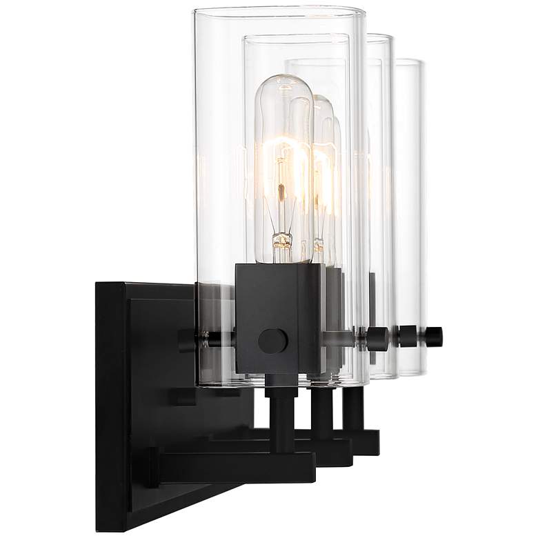Image 6 Possini Euro Metis 24 1/4" Black and Clear Glass 3-Light Bath Light more views