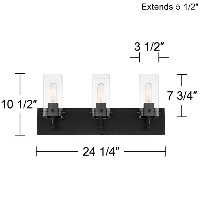 Image 7 Possini Euro Metis 24 1/4" Black and Clear Glass 3-Light Bath Light more views