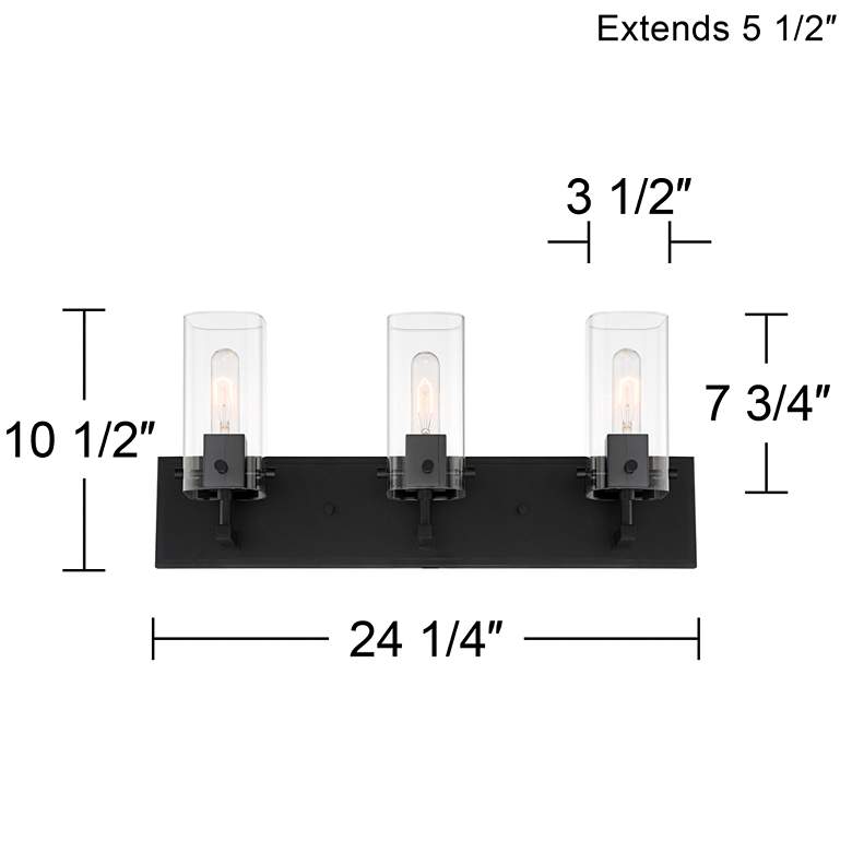 Image 7 Possini Euro Metis 24 1/4 inch Black and Clear Glass 3-Light Bath Light more views