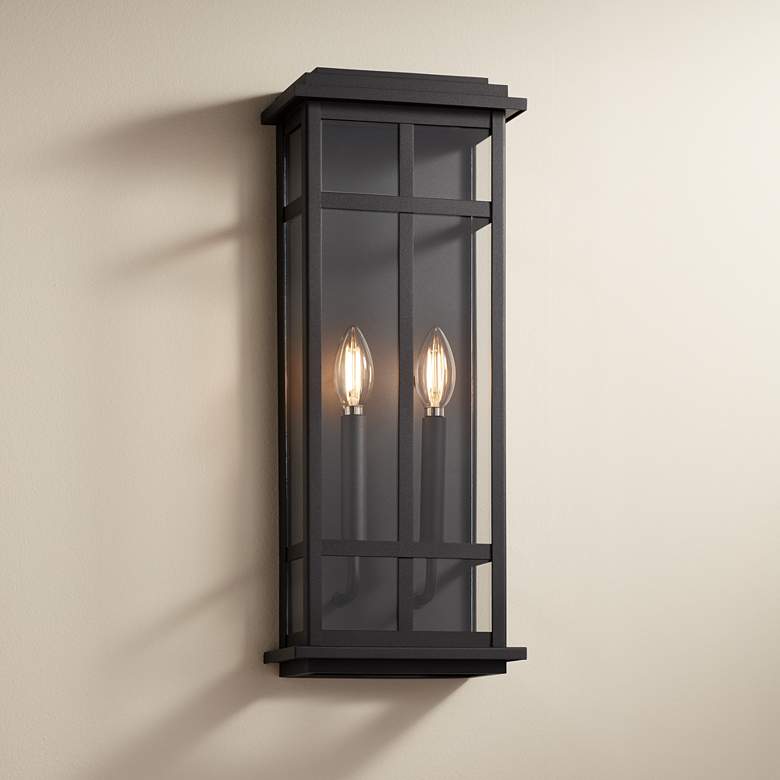 Image 1 Possini Euro Metrix 20" High Black 2-Light Rectangular Wall Sconce