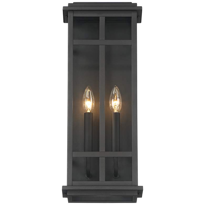 Image 3 Possini Euro Metrix 20 inch High Black 2-Light Rectangular Wall Sconce more views