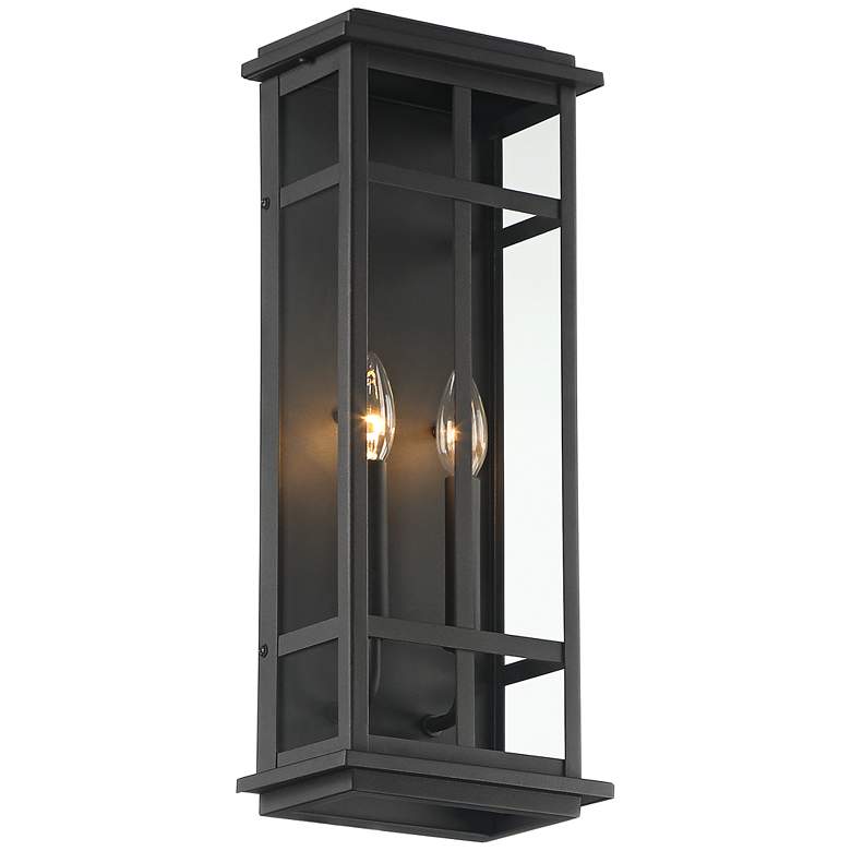 Image 4 Possini Euro Metrix 20 inch High Black 2-Light Rectangular Wall Sconce more views